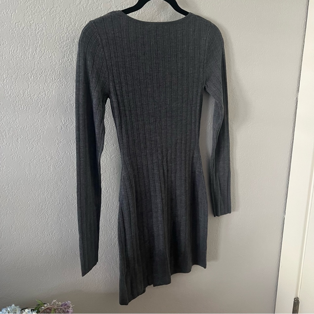 Reformation Nicole Regenerative Merino Sweater Mini Dress in Mid Grey - Picture 7 of 7